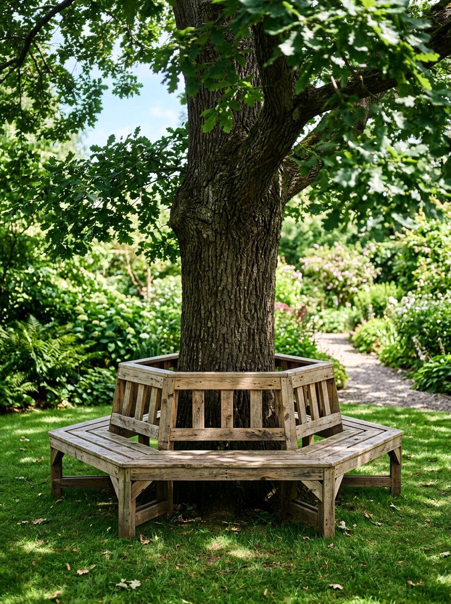 Pallet Tree Bench - 50 Outdoor Pallet Projects