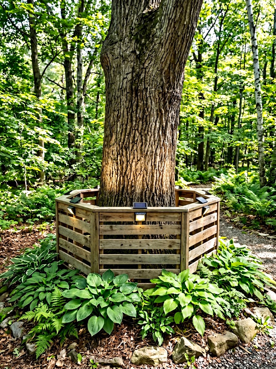 Pallet Tree Wrap Light - 25 Pallet Solar Light Holder Ideas