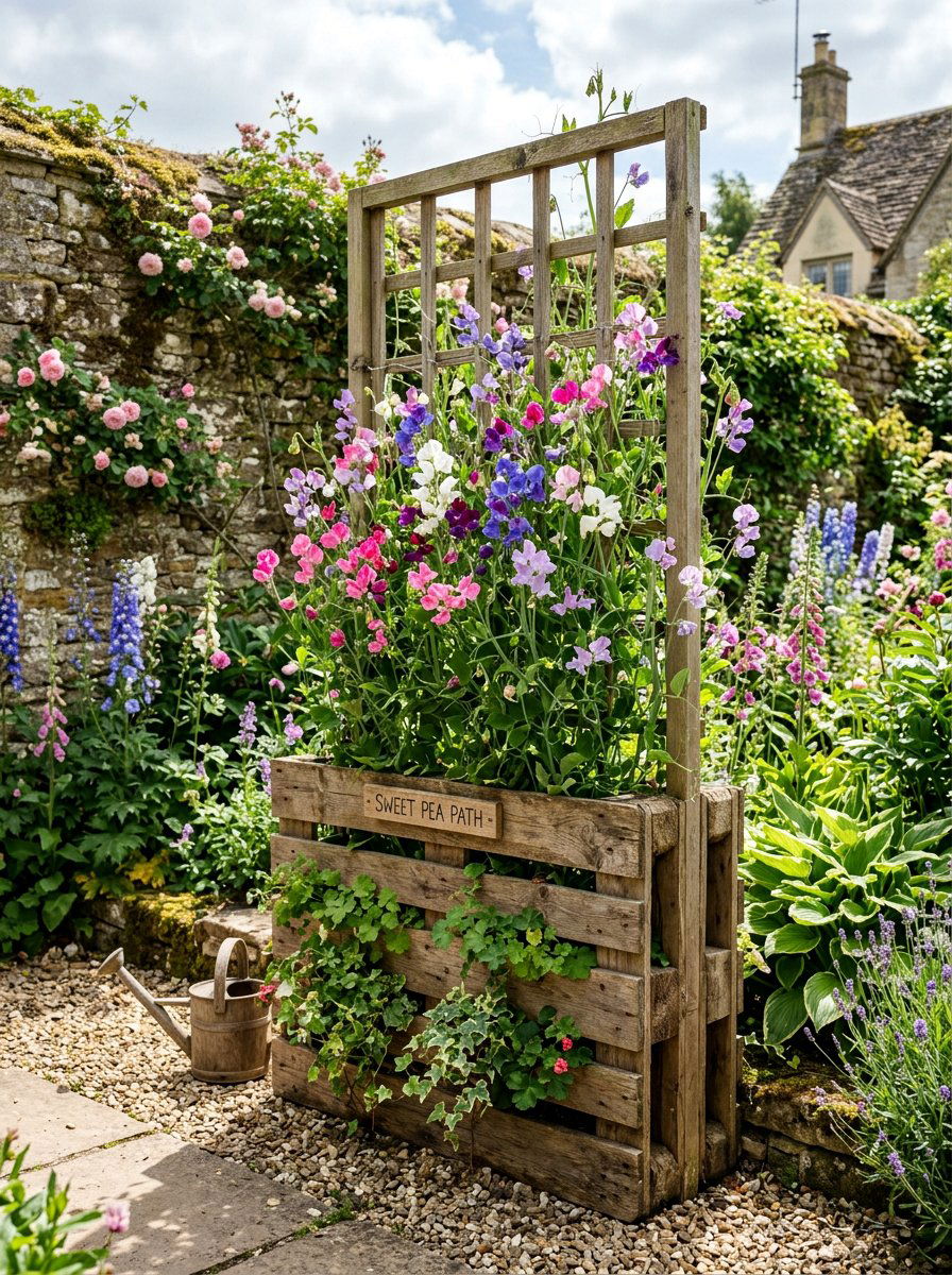 Pallet Trellis Planter - 25 Pallet Planter Box Ideas