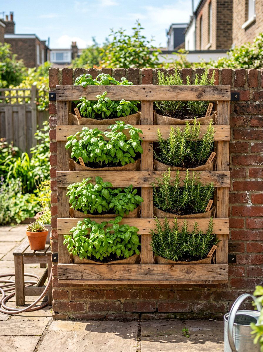 Pallet Vertical Herb Garden - 50 Outdoor Pallet Furniture Ideas
