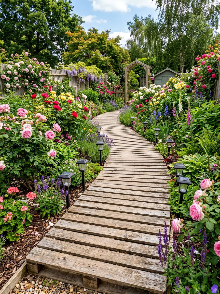 Pallet Walkway Through Garden - 25 Pallet Deck for Backyard Ideas