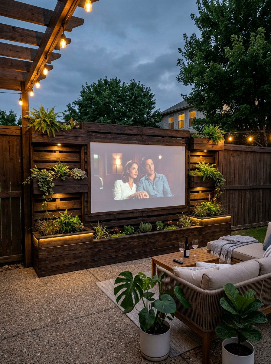 Pallet Wall Projector Screen - 25 Pallet Outdoor Movie Screen Ideas