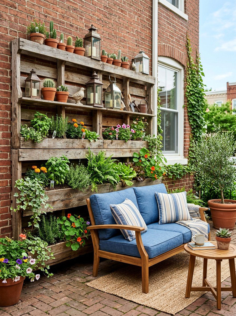 Pallet Wall With Shelving - 25 Pallet Wall Planter Ideas