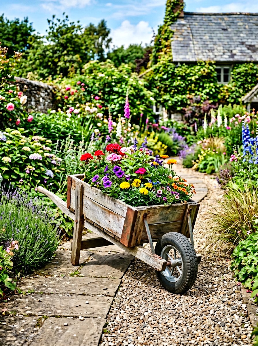 Pallet Wheelbarrow With Working Wheel - 25 Pallet Wheelbarrow Planter Ideas