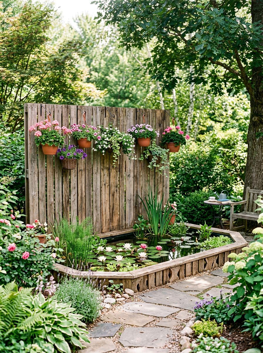 Pallet Wood Privacy Screen - 25 Pallet Pond Surround Ideas