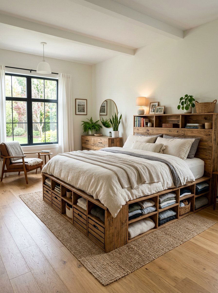 Pallet Wood Storage Bed - 25 Pallet bed ideas with crate storage
