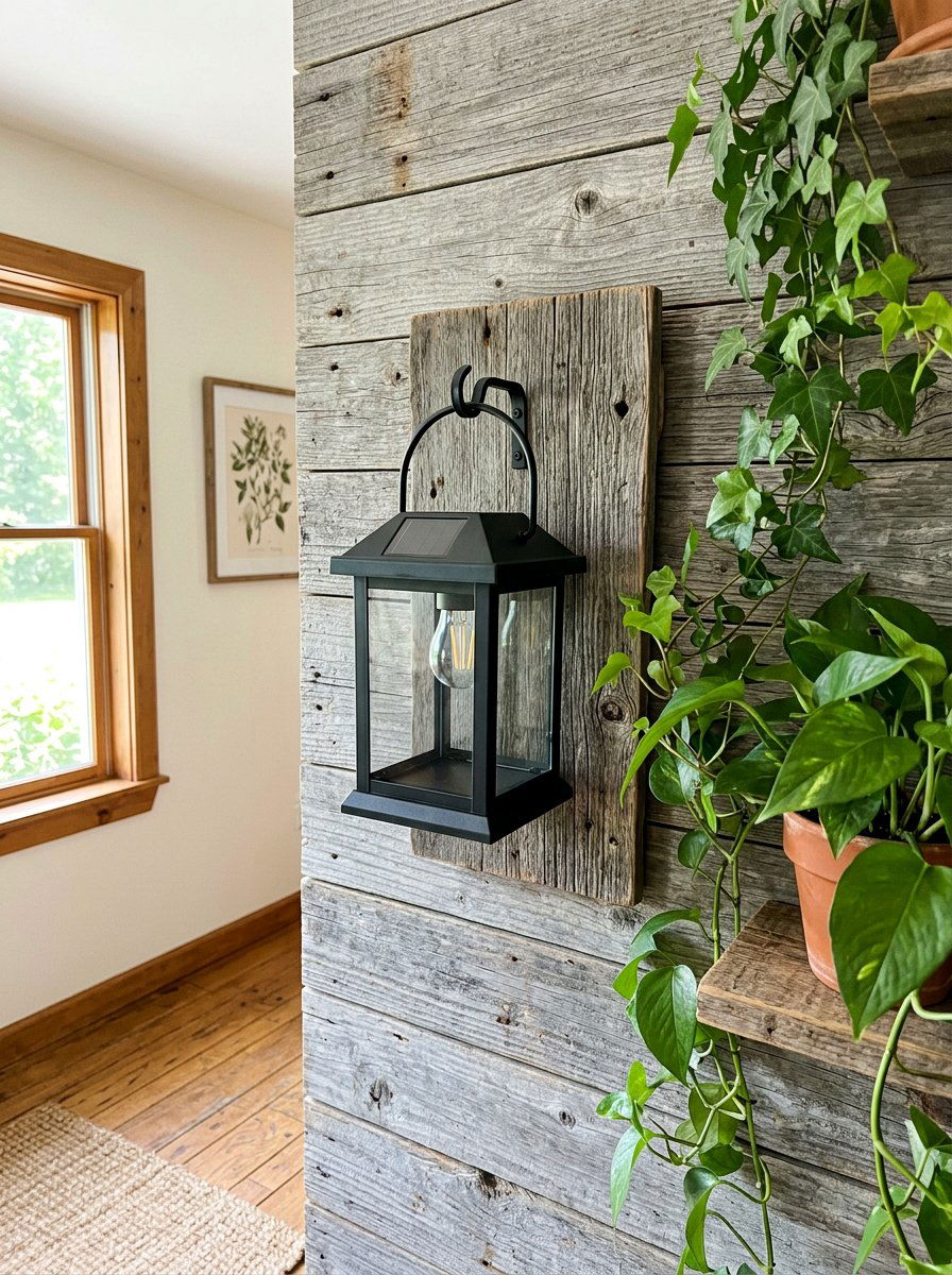 Pallet Wood Wall Sconce - 25 Pallet Solar Light Holder Ideas