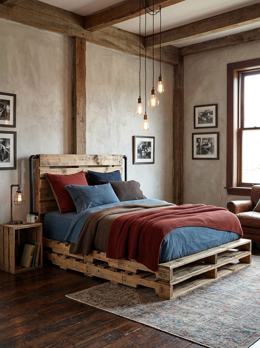 Pallet bed base - 25 Industrial pallet bed ideas
