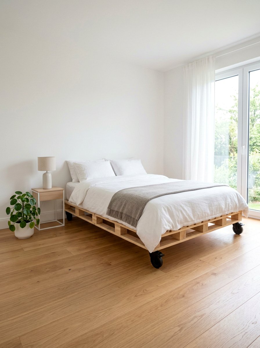 Pallet bed colorful paint - 25 Pallet Bed with Wheels ideas