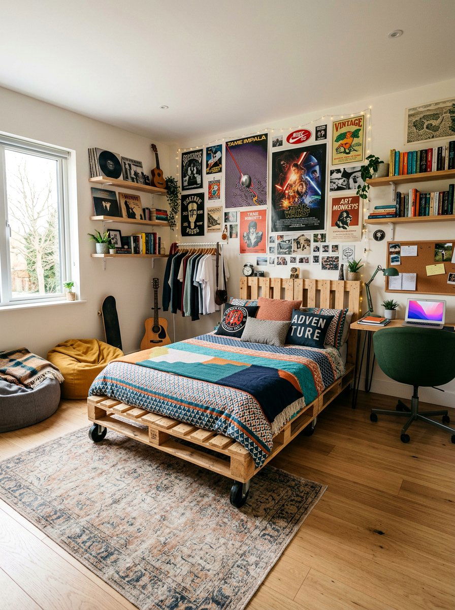 Pallet bed dark stain - 25 Pallet Bed with Wheels ideas