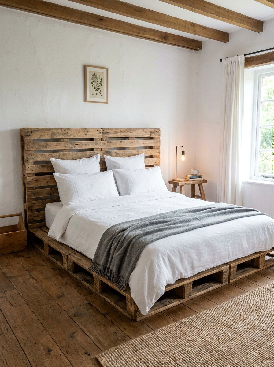 Pallet bed headboard - 25 Double pallet bed ideas