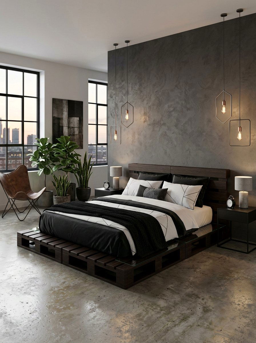 Pallet bed king size - 25 Industrial pallet bed ideas