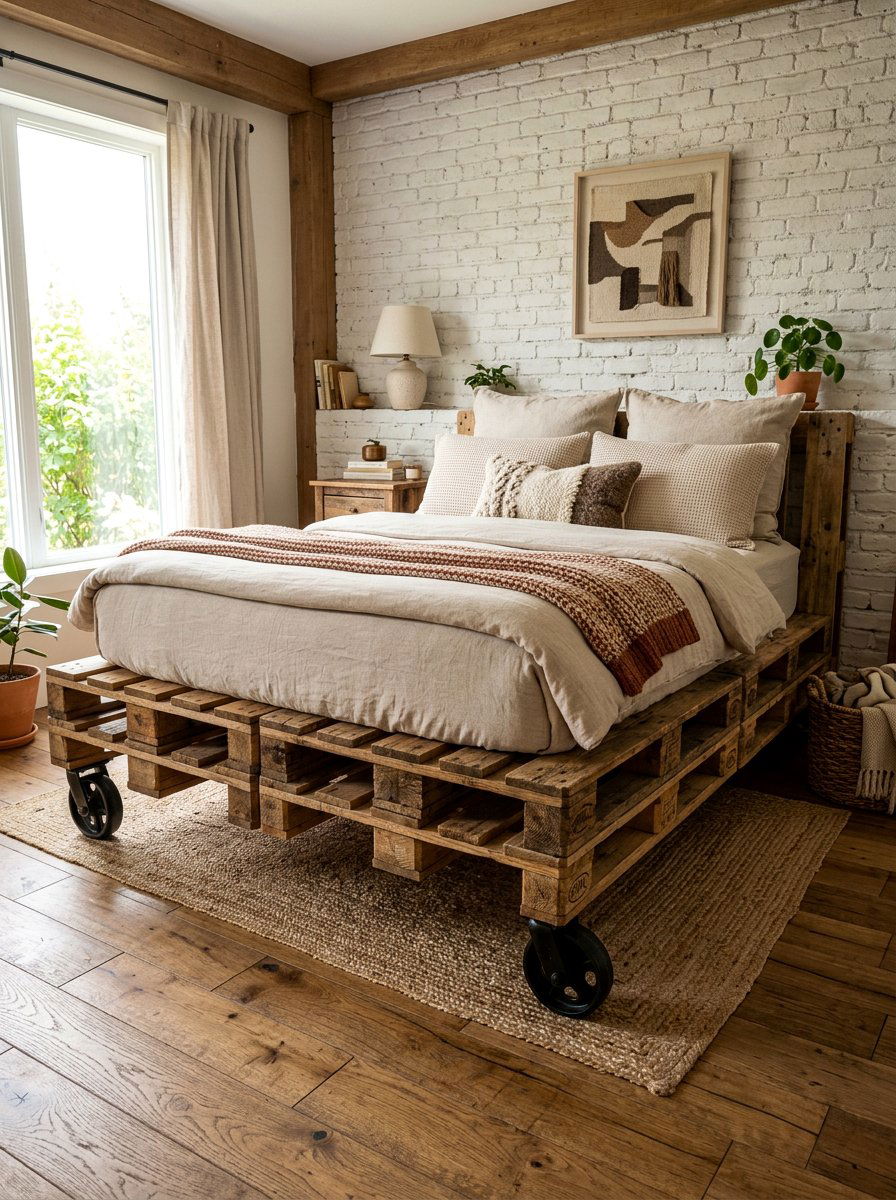 Pallet bed low profile - 25 Pallet Bed with Wheels ideas