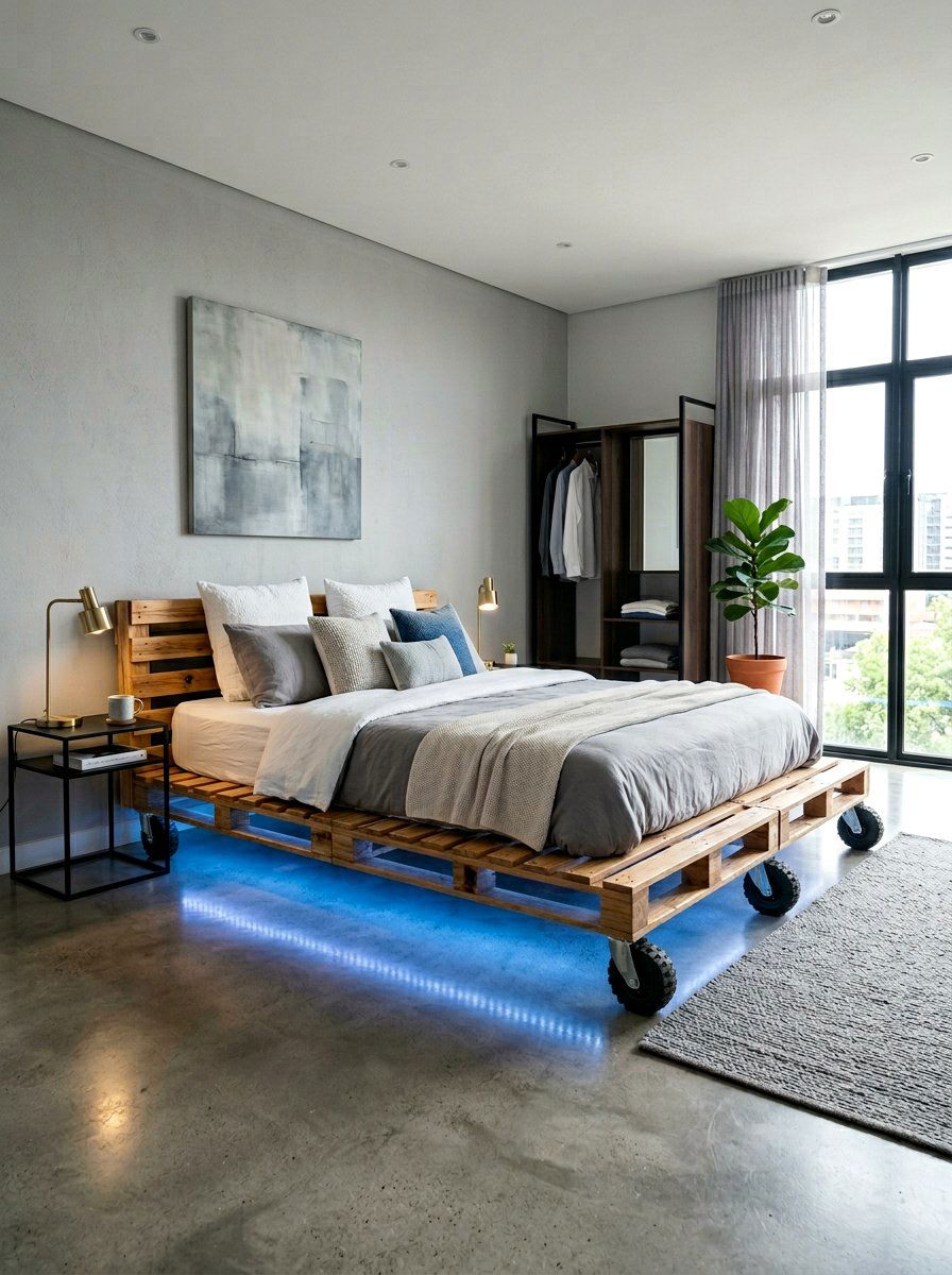 Pallet bed multiple pallets stacked - 25 Pallet Bed with Wheels ideas