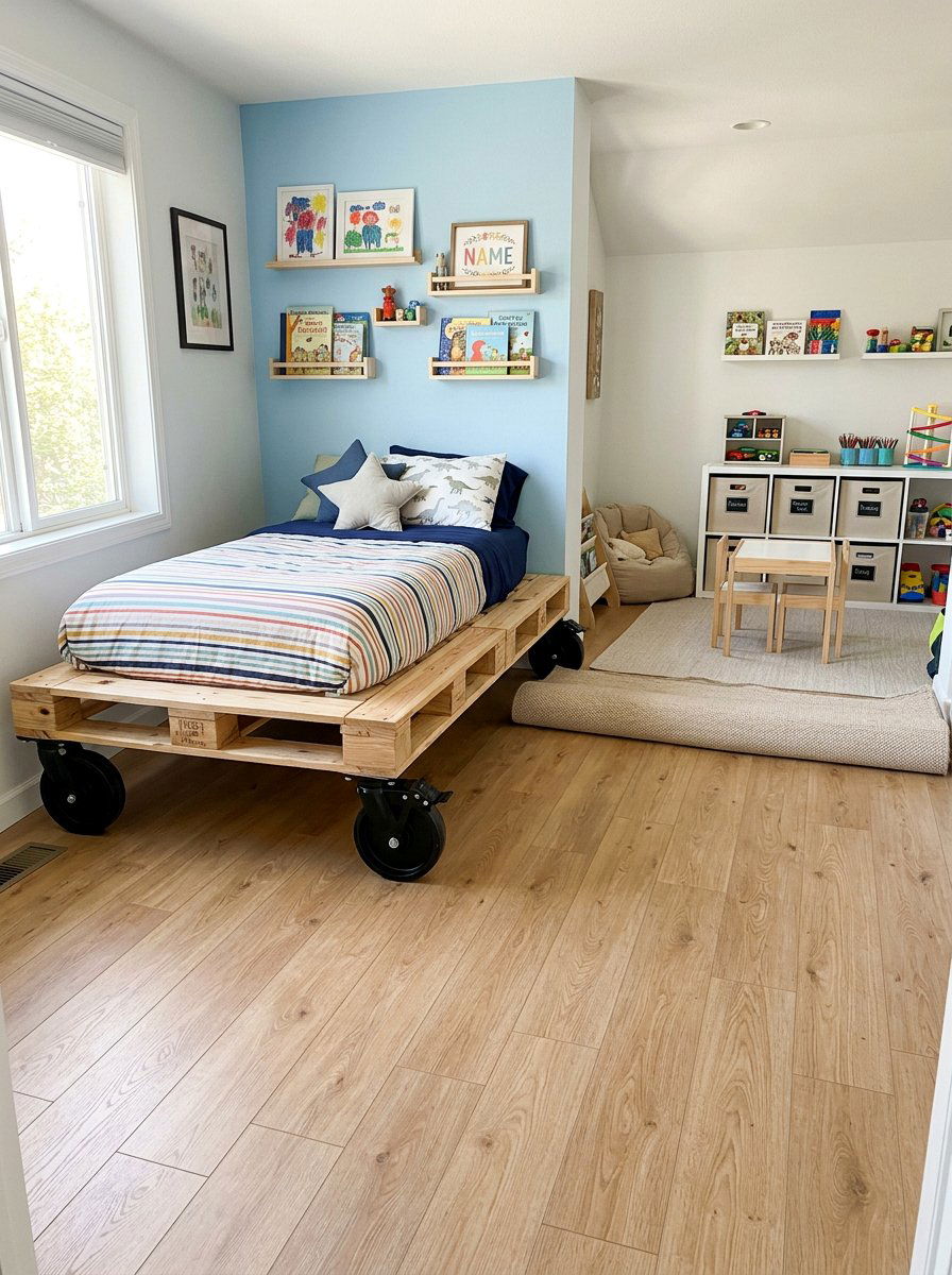 Pallet bed on wheels kids - 25 Pallet Bed ideas for Kids