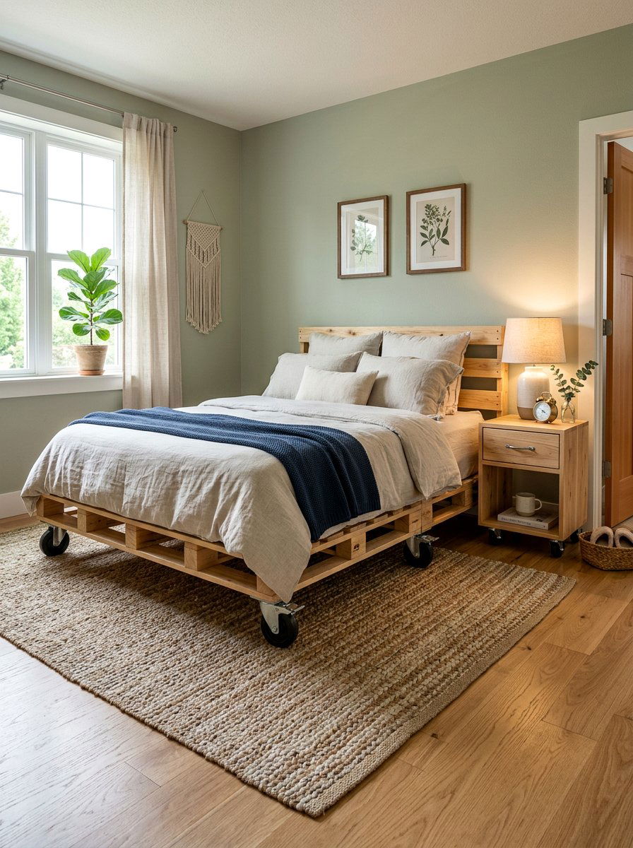 Pallet bed scandi style - 25 Pallet Bed with Wheels ideas