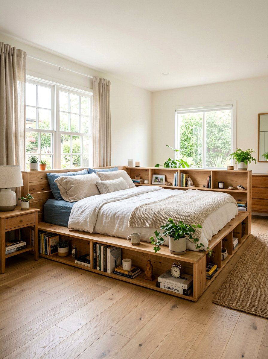 Pallet bed shelves - 25 Pallet bed ideas with built-in storage