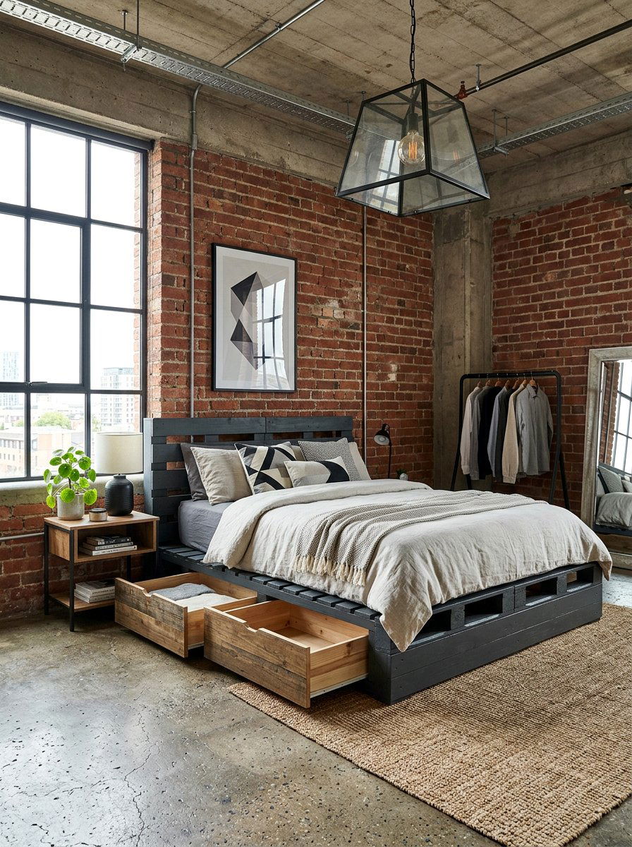 Pallet bed storage drawers - 25 Pallet storage bed frame ideas