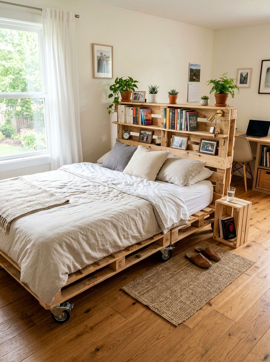 Pallet bed teen room - 25 Pallet Bed with Wheels ideas