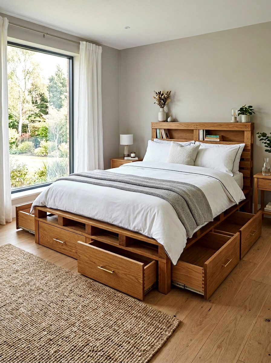 Pallet bed with drawers - 25 Double pallet bed ideas