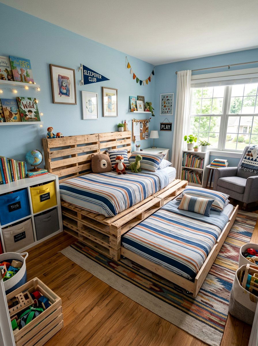 Pallet bed with trundle kids - 25 Pallet Bed ideas for Kids