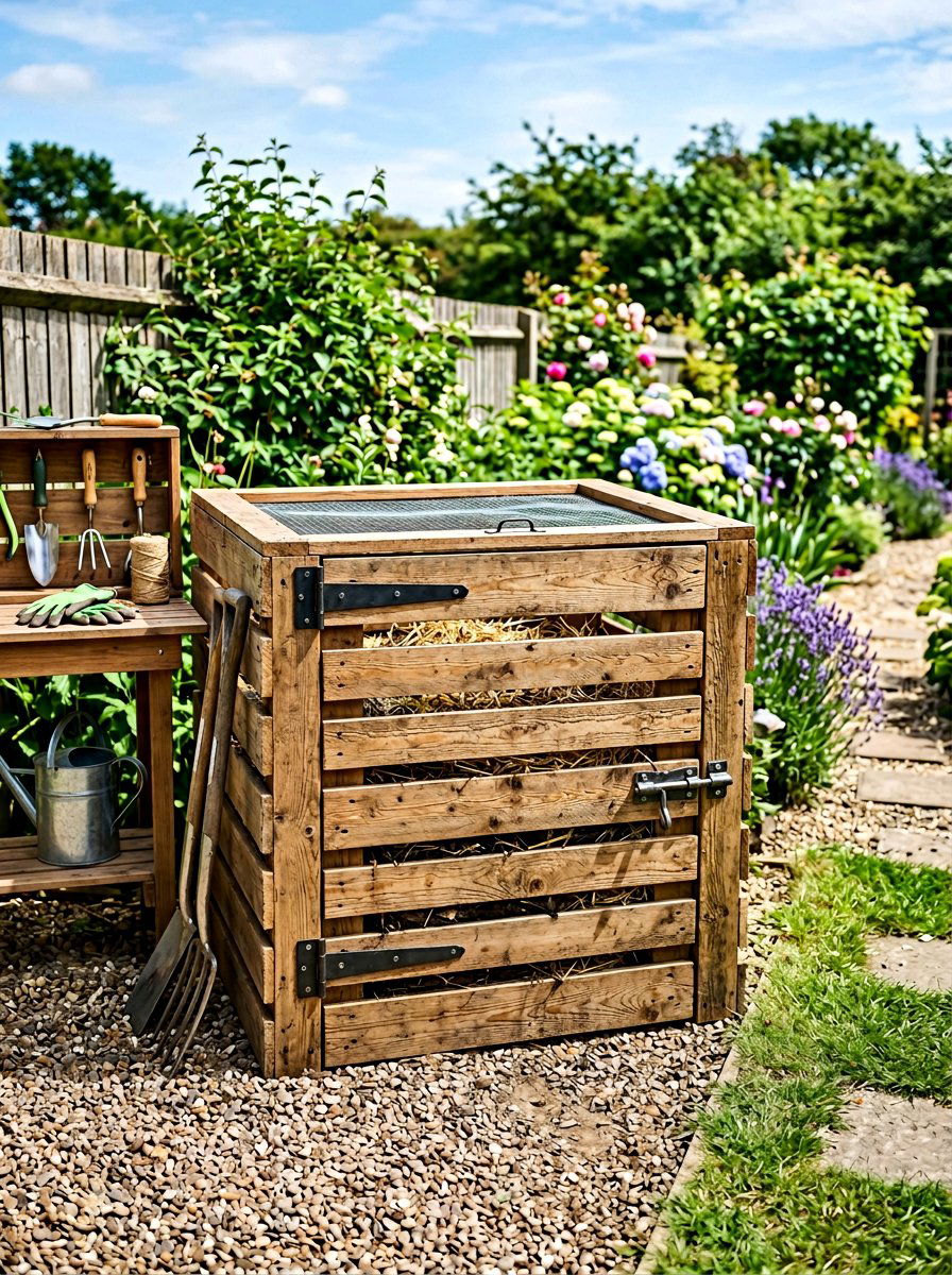 Pallet bin with hinges - 25 Pallet Compost Bin Ideas