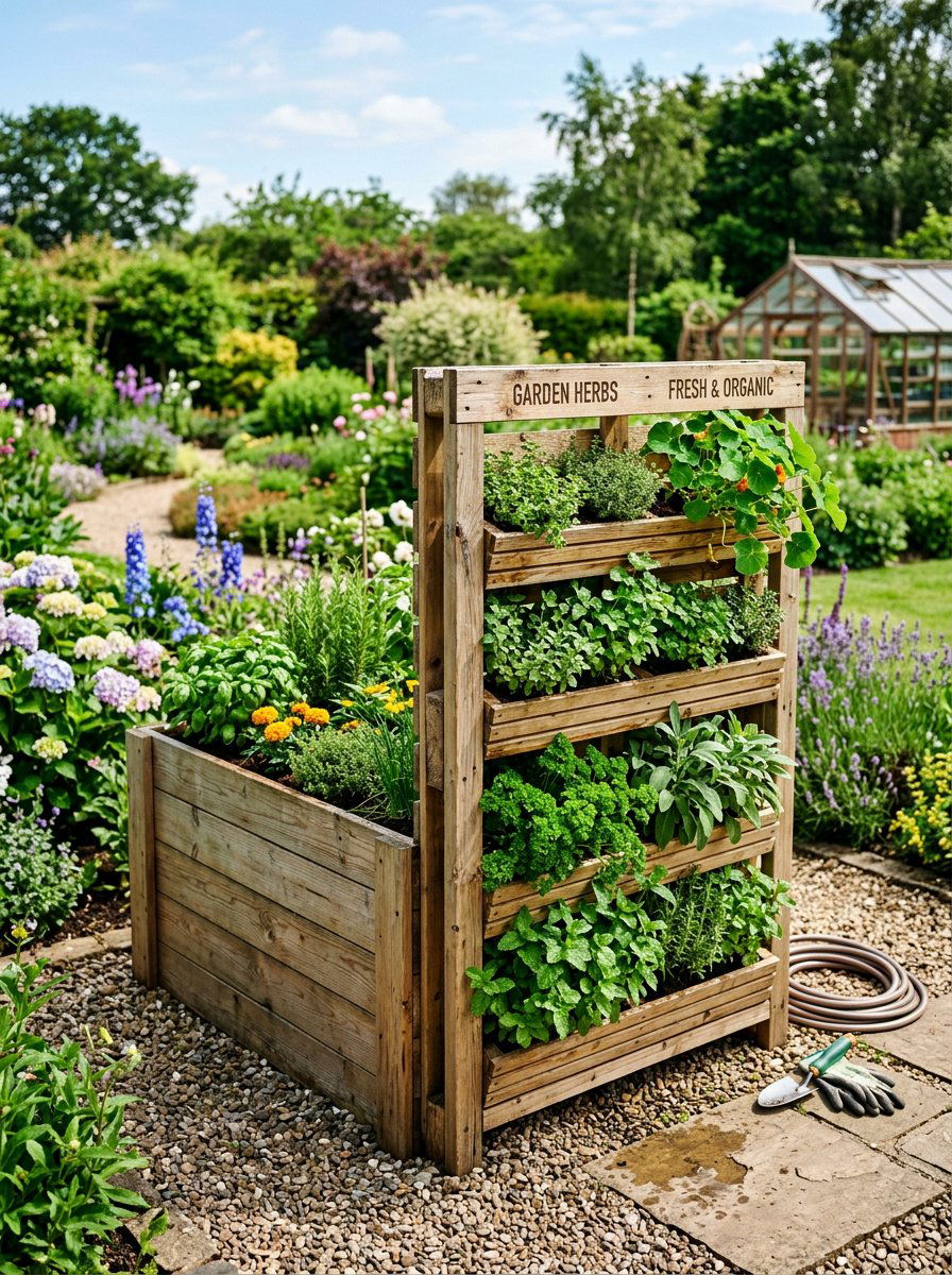 Pallet bin with vertical planter - 25 Pallet Compost Bin Ideas