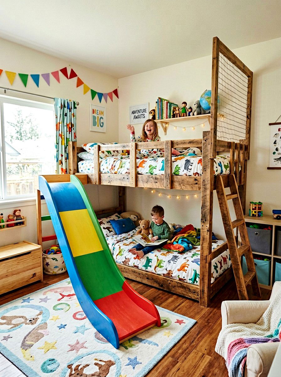 Pallet bunk bed with slide - 25 Pallet bunk bed ideas