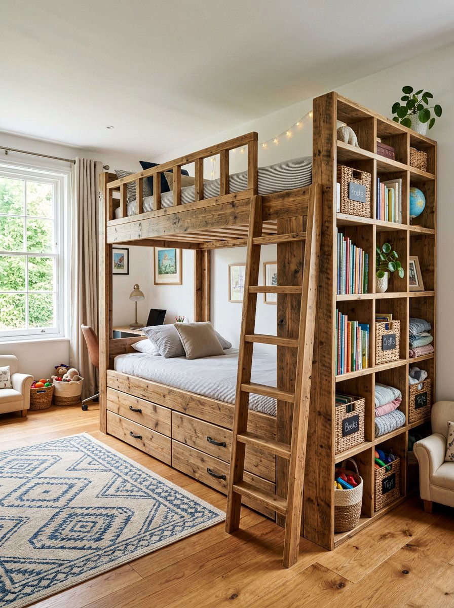 Pallet bunk bed with storage - 25 Pallet bunk bed ideas