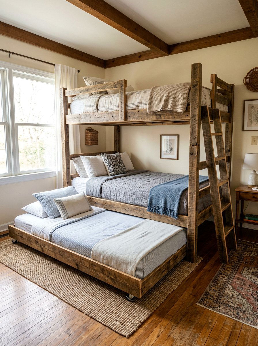 Pallet bunk bed with trundle - 25 Pallet bunk bed ideas