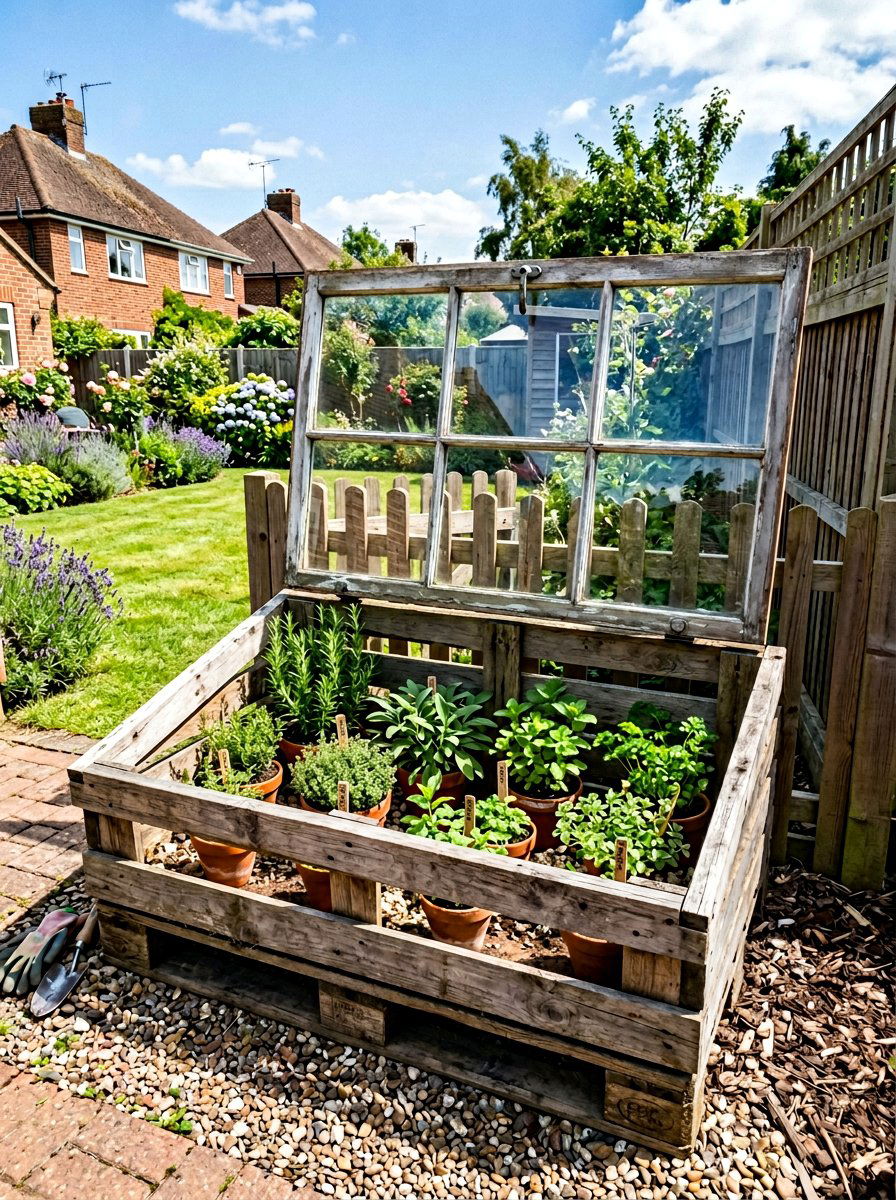 Pallet cold frame with old window - 25 Pallet Cold Frame for Garden Ideas