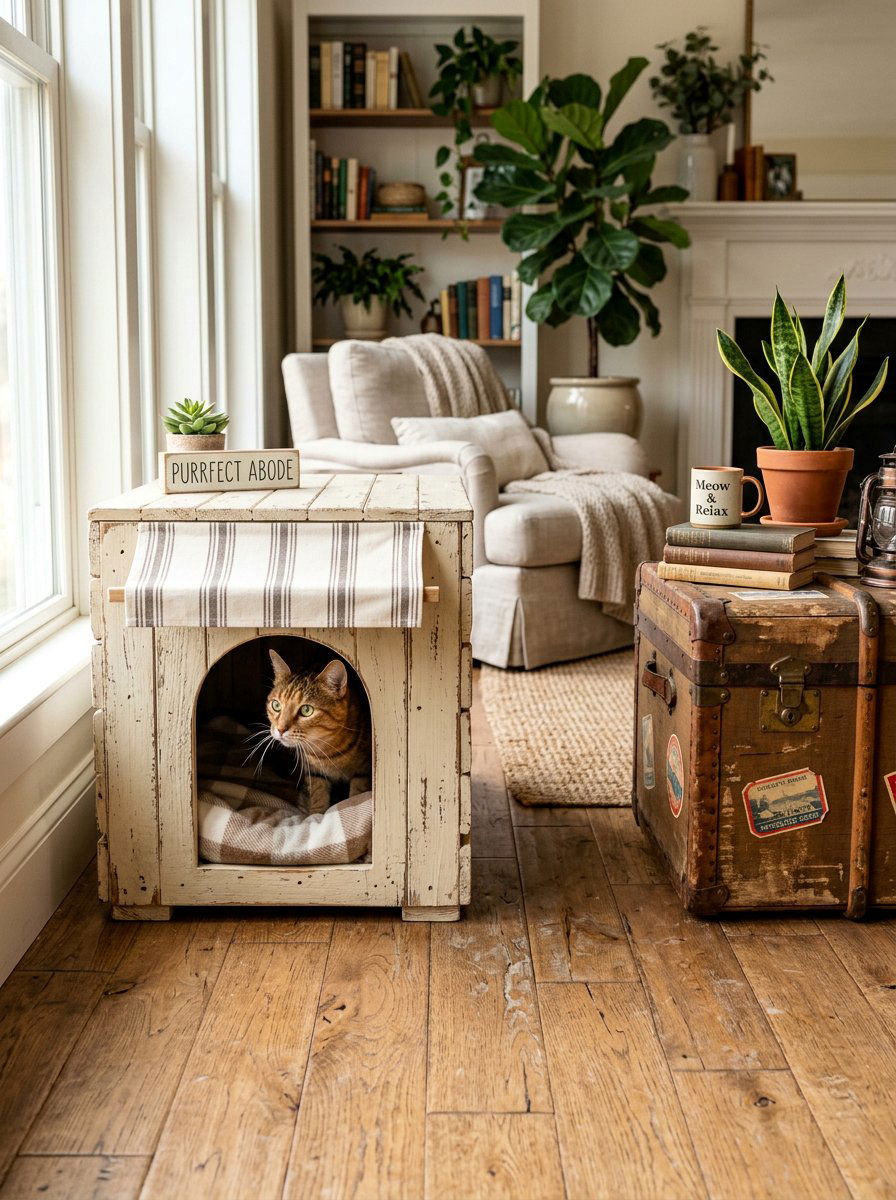 Pallet crate cat house - 25 pallet cat bed ideas