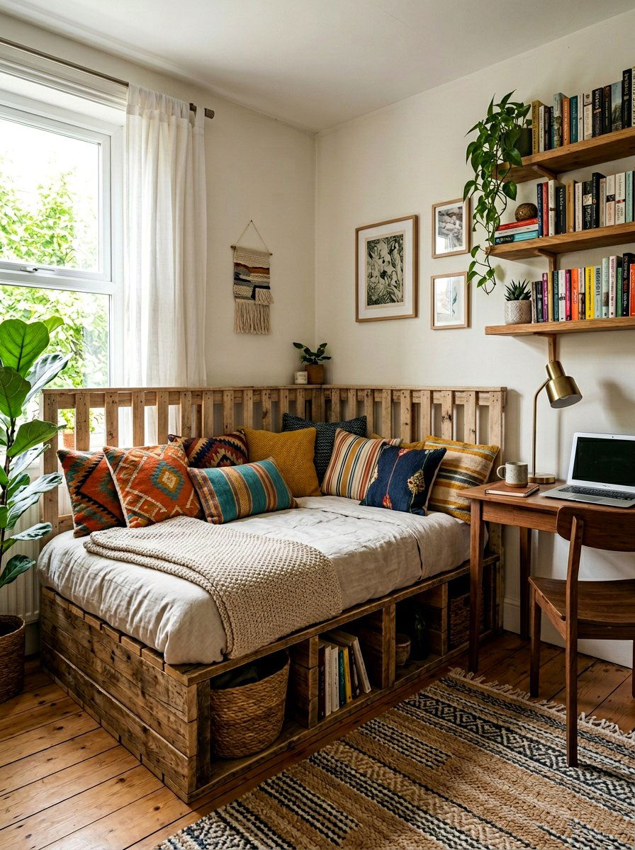 Pallet daybed - 25 Pallet bed ideas for small bedroom