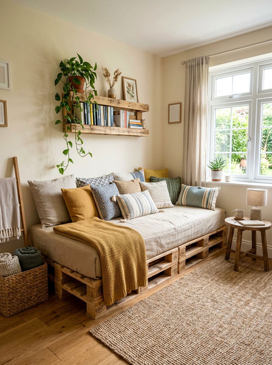 Pallet daybed - 25 Twin pallet bed ideas