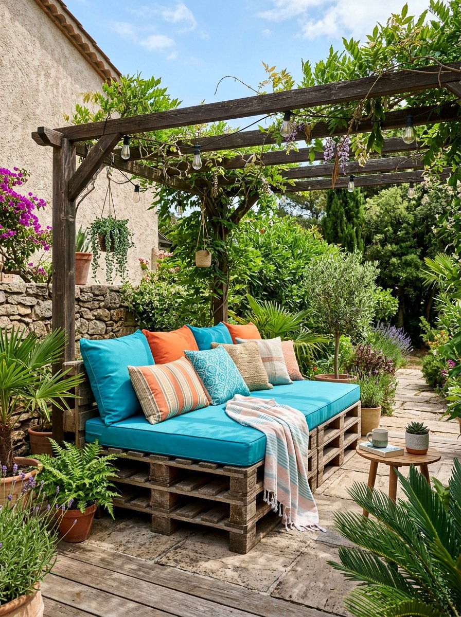 Pallet daybed for patio - 25 Double pallet bed ideas