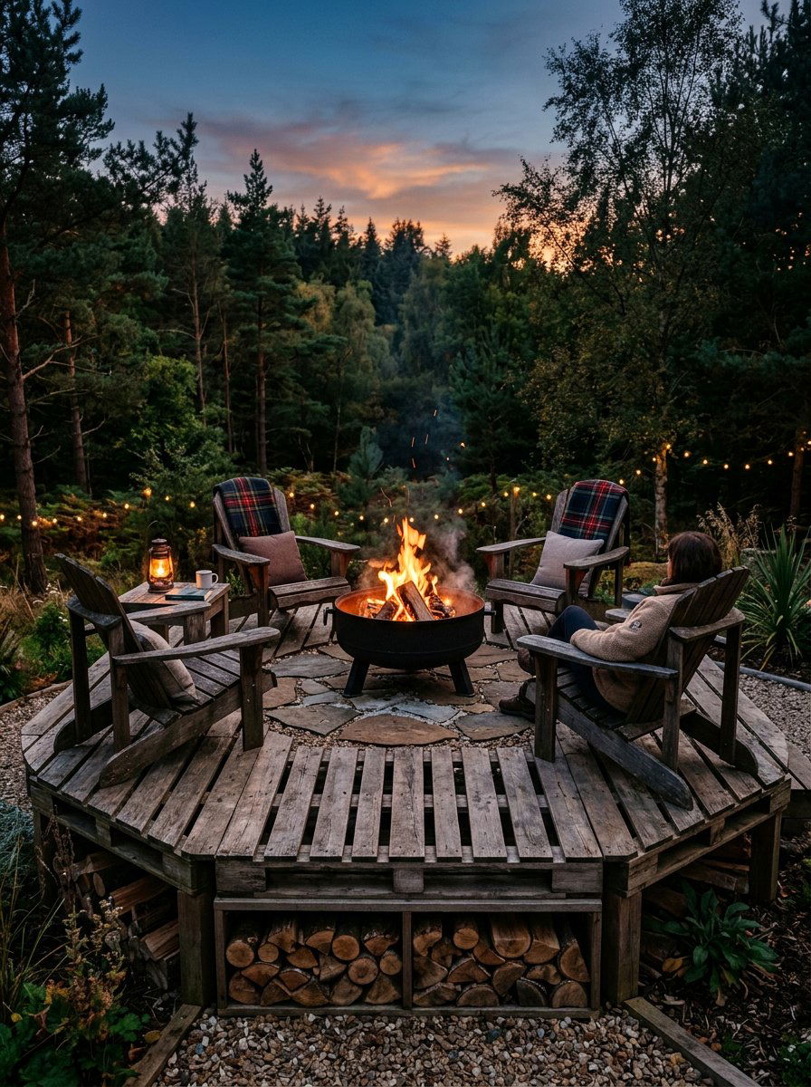 Pallet deck for fire pit - 25 Pallet Stage for Backyard Ideas