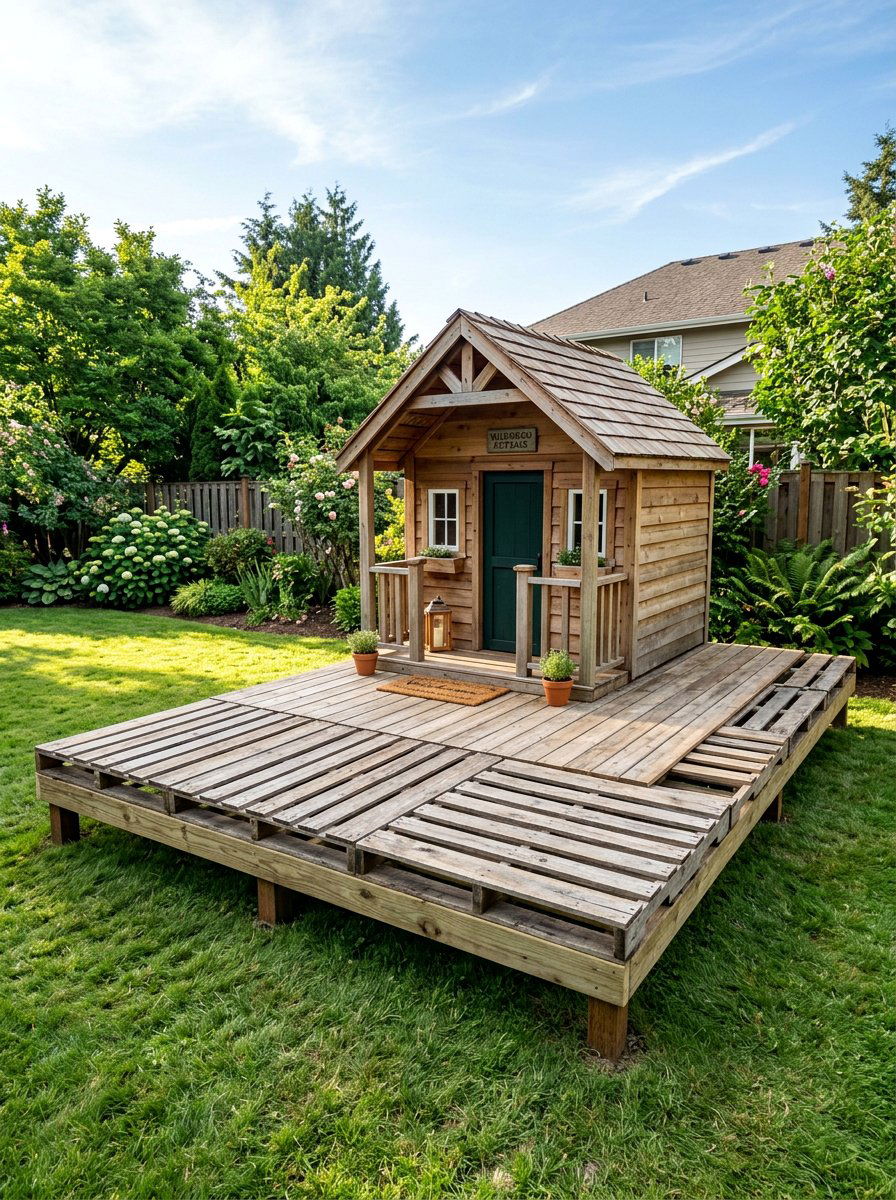 Pallet floor for playhouse - 25 Pallet Tree House Platform Ideas