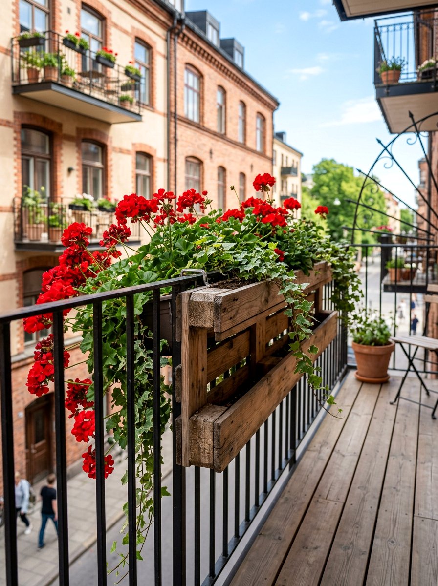 Pallet flower box railing - 25 Pallet Vertical Flower Garden Ideas