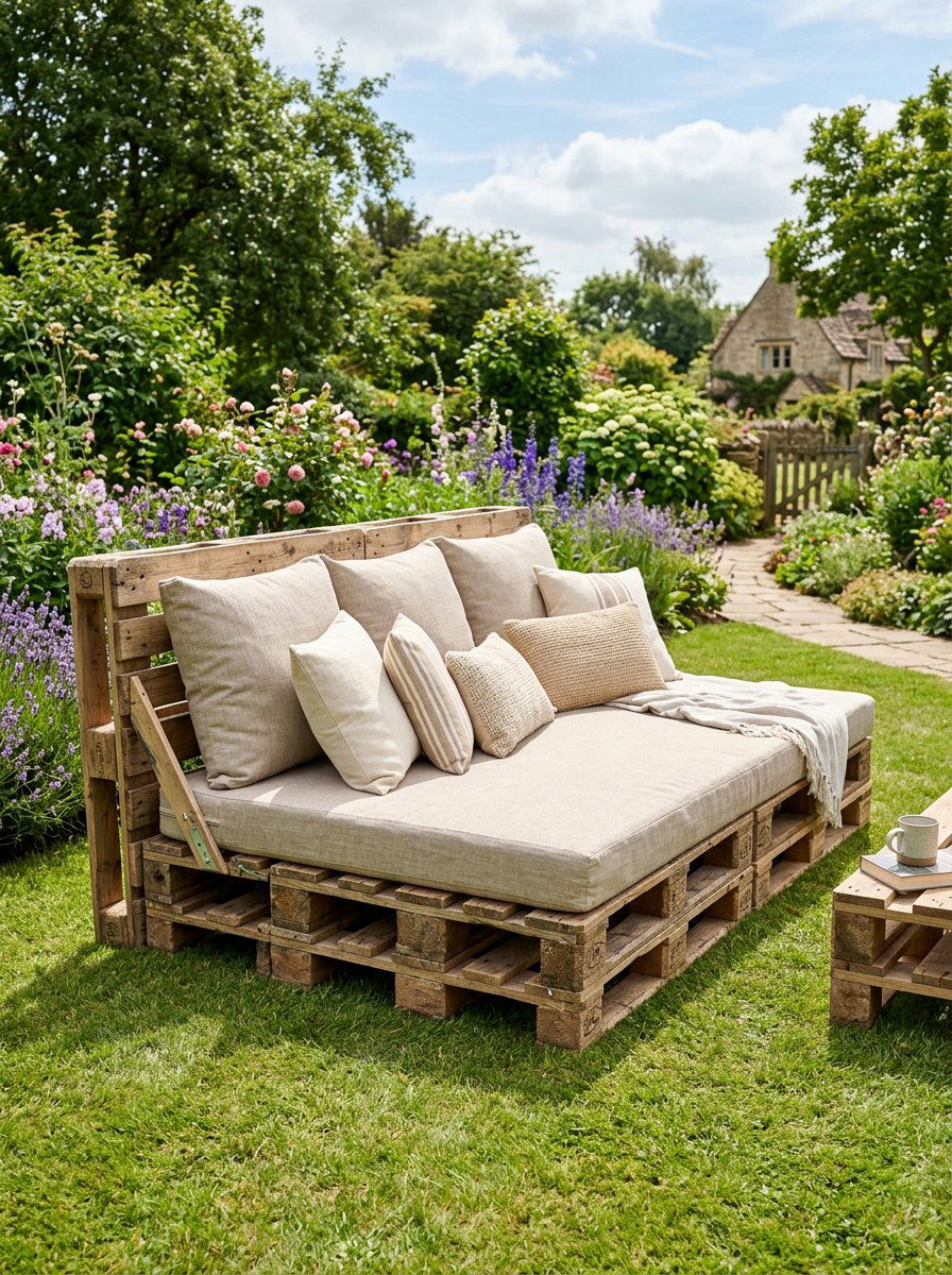 Pallet furniture build - 25 Outdoor pallet daybed ideas