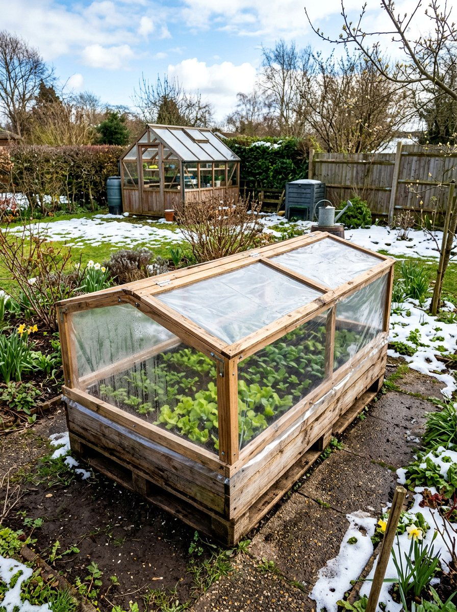 Pallet garden bed with greenhouse cover - 25 Pallet Raised Garden Bed Ideas