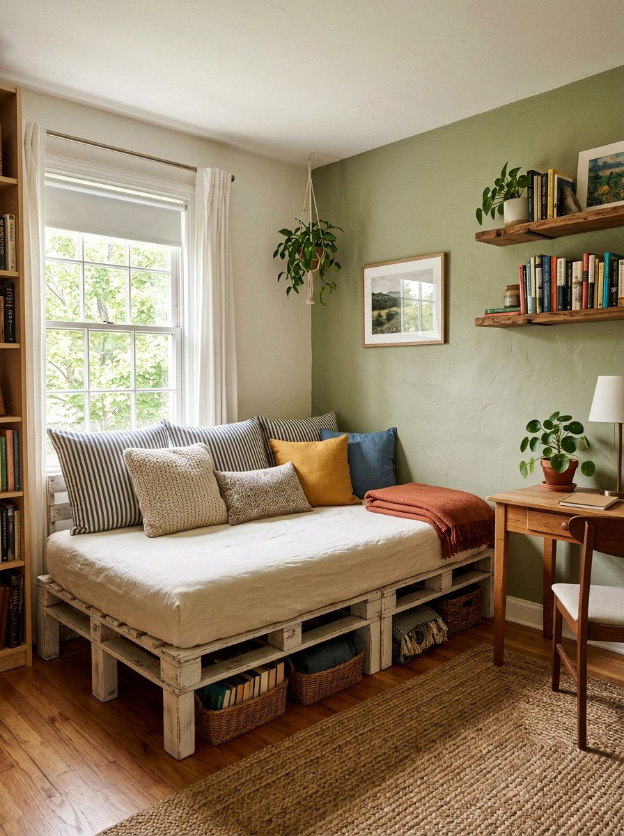 Pallet guest daybed idea - 25 Pallet bed ideas for guest room