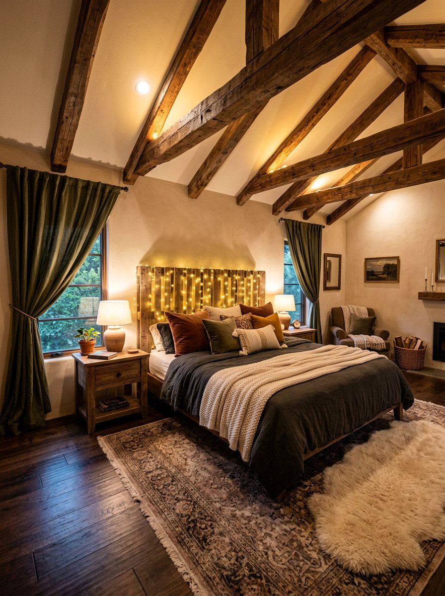 Pallet headboard with lights - 25 Pallet headboard ideas