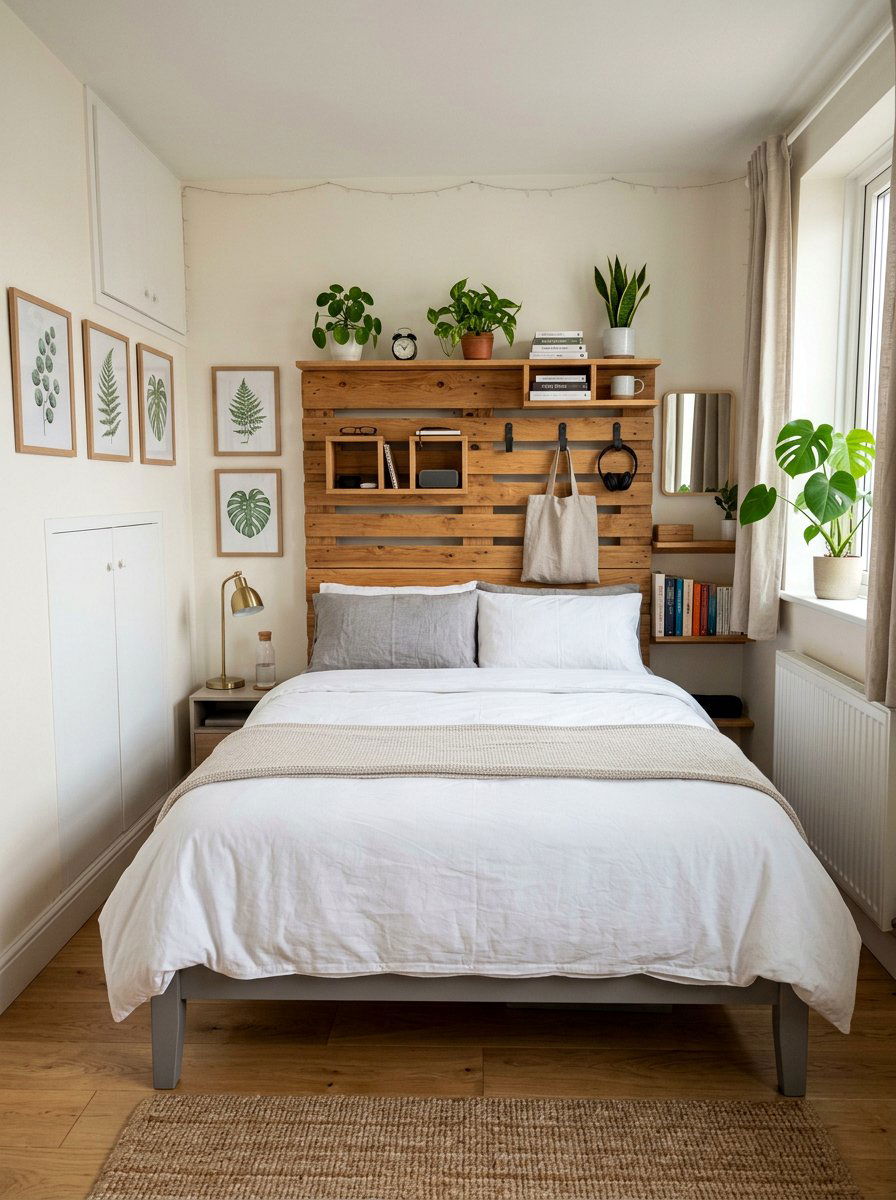 Pallet headboard with storage - 25 Pallet headboard ideas