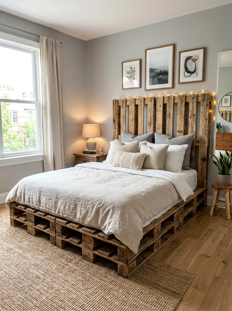 Pallet headboard - 25 Full size pallet bed ideas