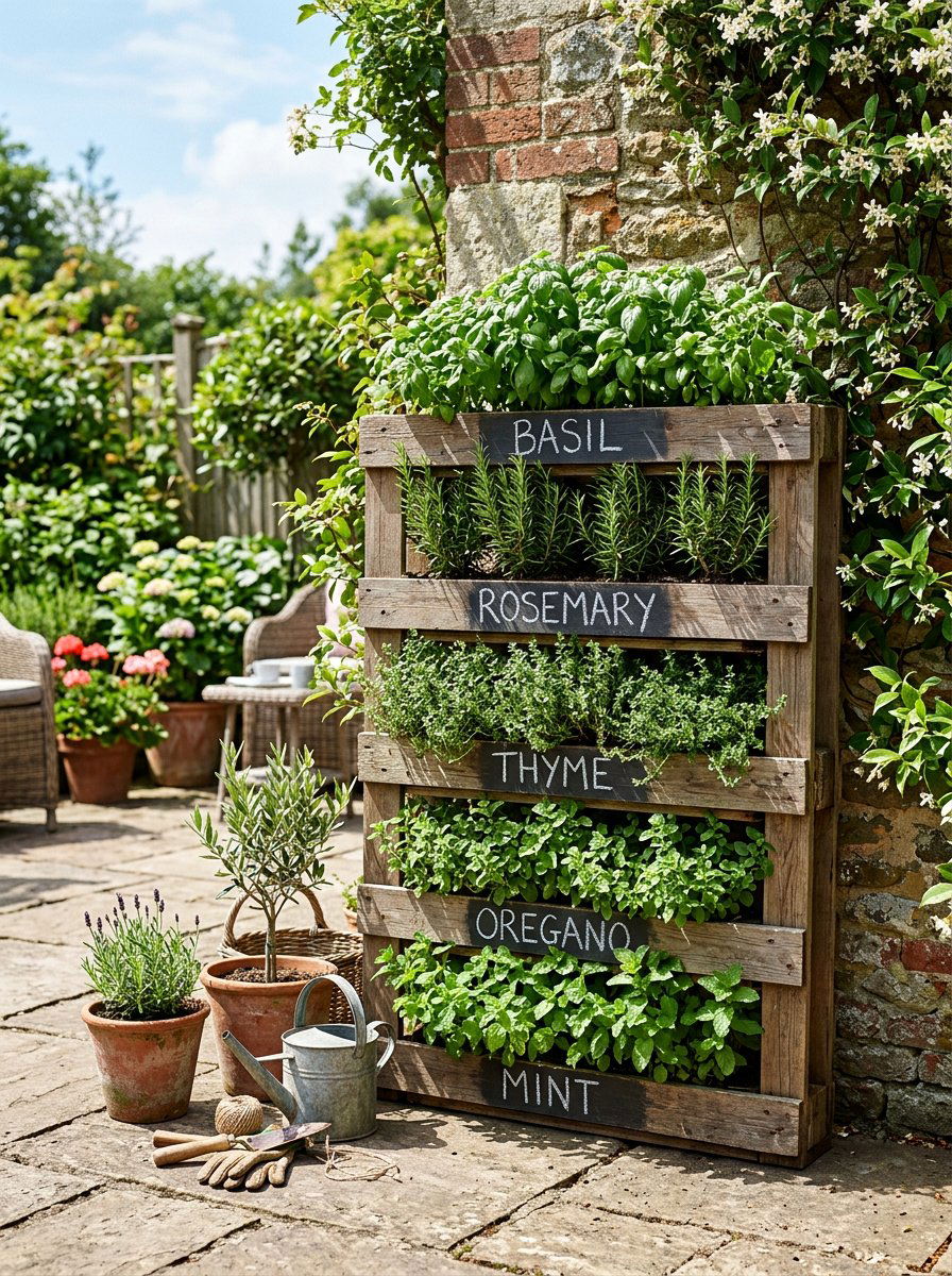 Pallet herb planter - 25 Pallet Tiered Planter Ideas