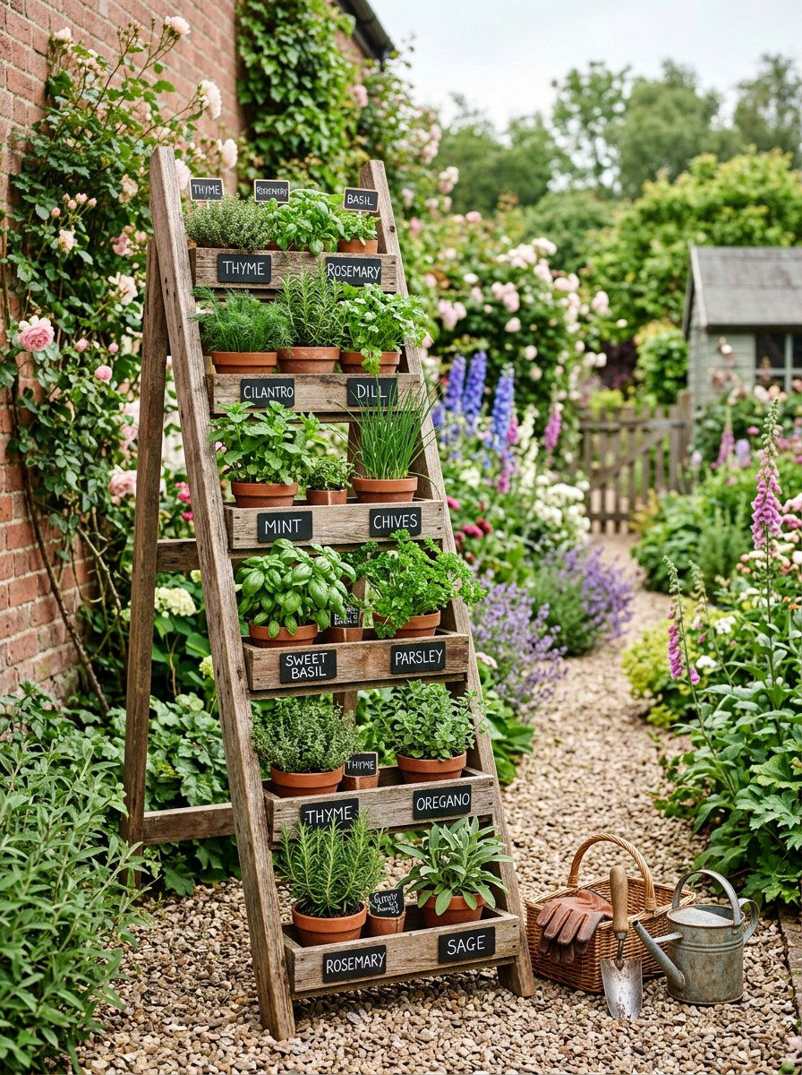 Pallet ladder planter - 25 Pallet Tiered Planter Ideas