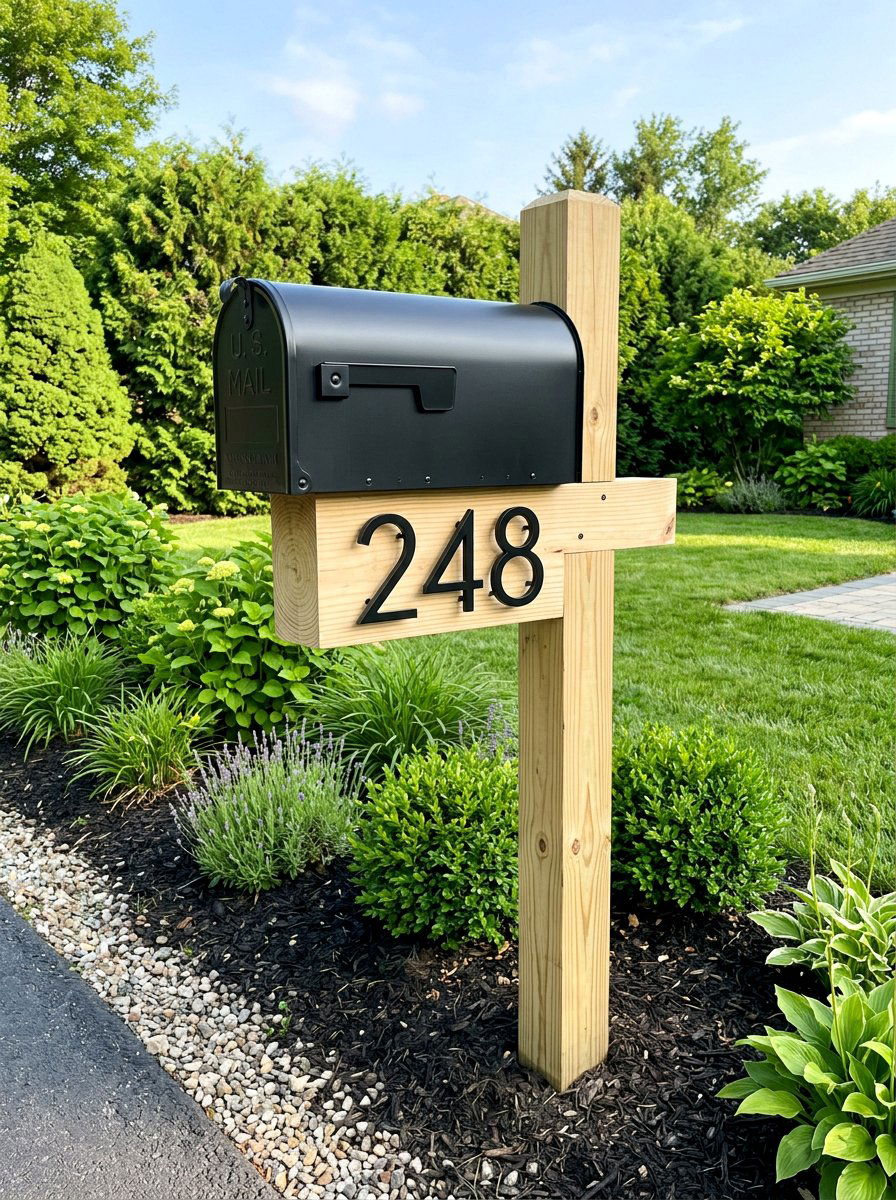 Pallet mailbox post with house numbers - 25 Pallet Mailbox Post Ideas