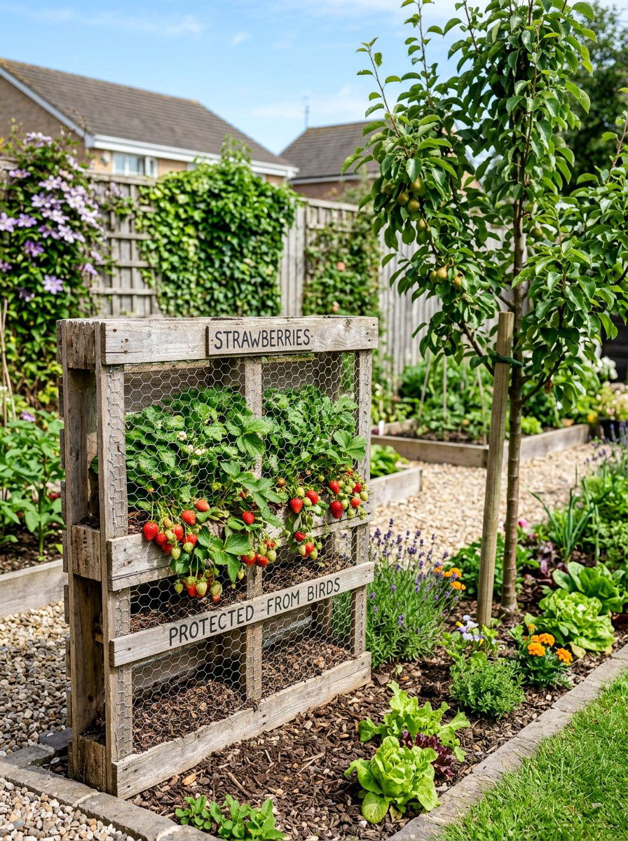 Pallet planter with wire - 25 Pallet Strawberry Planter Ideas
