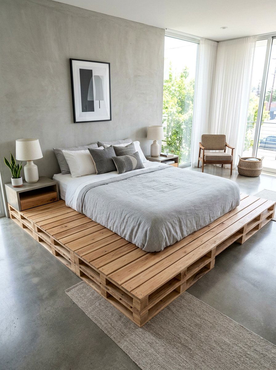 Pallet platform bed - 25 Full size pallet bed ideas
