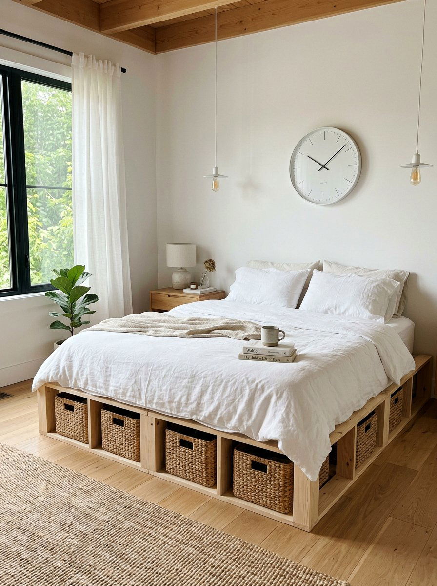Pallet storage bed without headboard - 25 Pallet storage bed frame ideas
